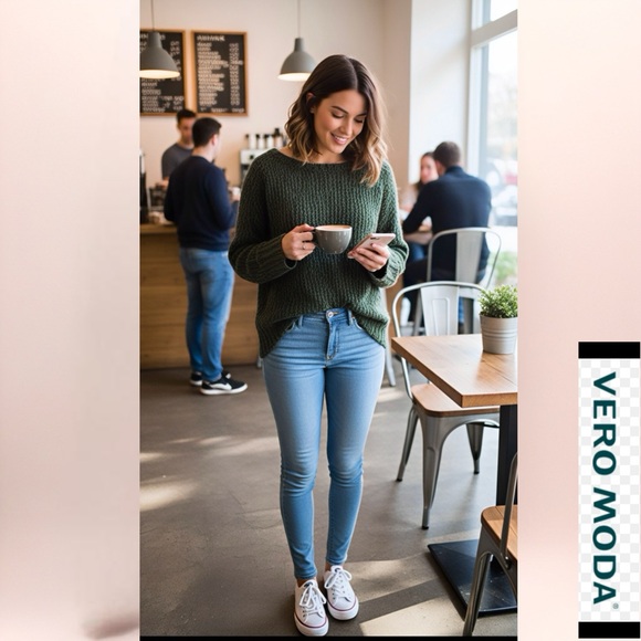 Vero Moda Forest Green Crew Neck Sweater - Picture 3 of 10